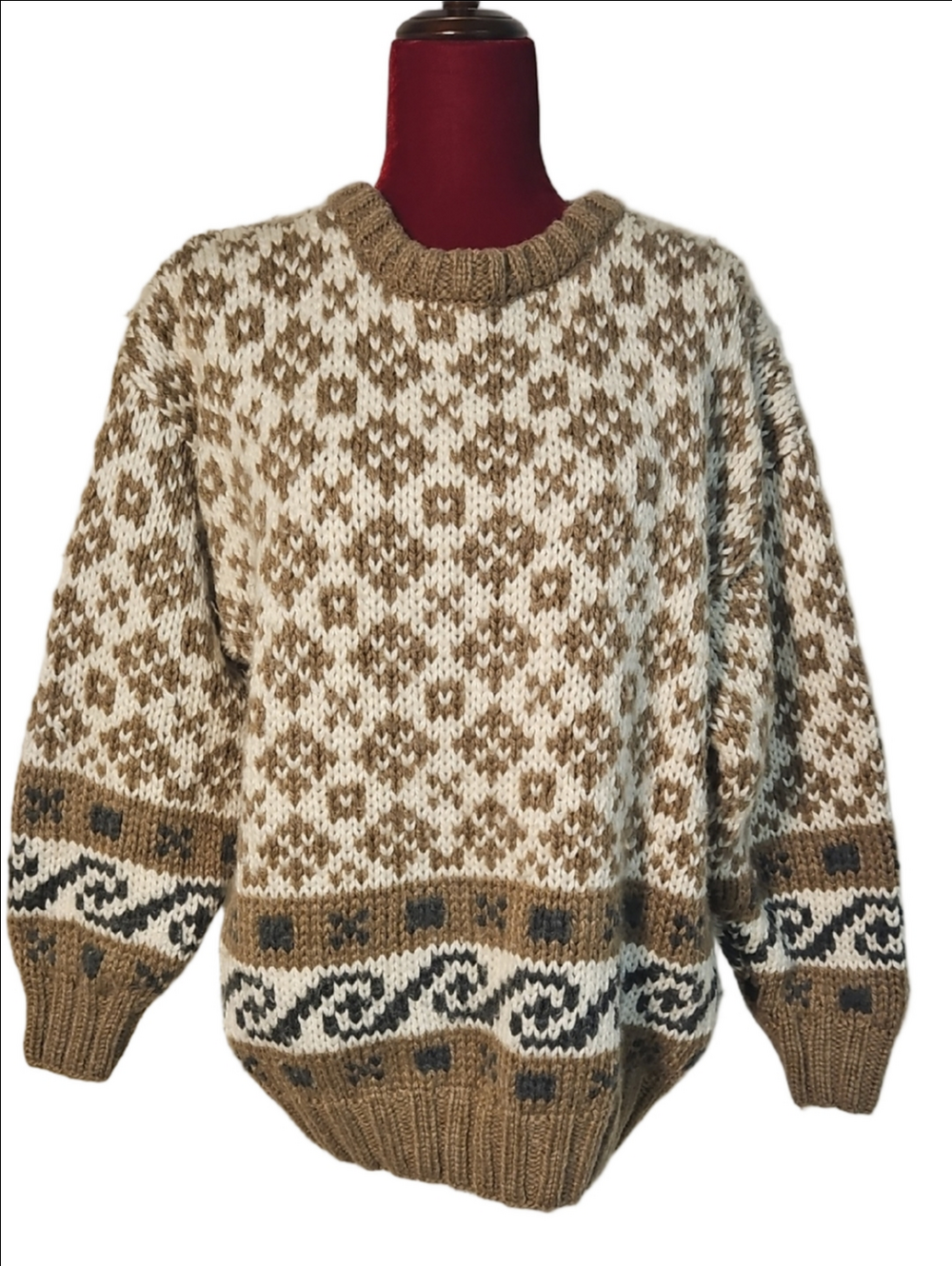 HAND KNIT Wool Blend Sweater Size Large